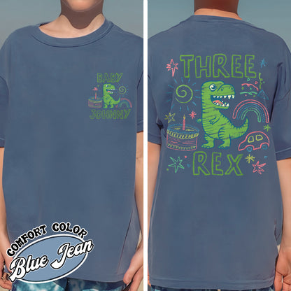 Family Comfort Color Youth Shirt, Custom Name MamaSaurus Dada Saurus Shirt, Custom Birthday Boy Shirt