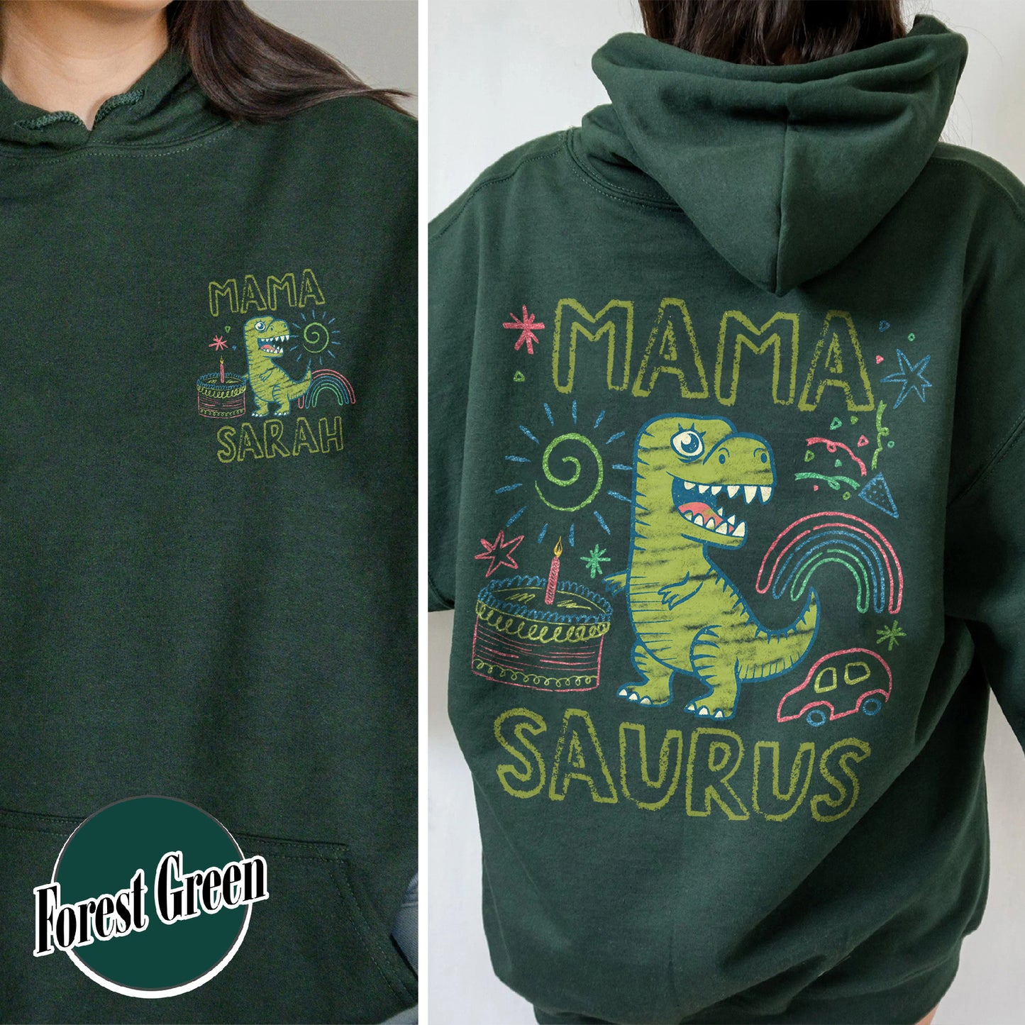 Family Hoodie, Custom Name MamaSaurus Dada Saurus Hoodie, Custom Birthday Boy Hoodie