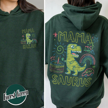 Family Hoodie, Custom Name MamaSaurus Dada Saurus Hoodie, Custom Birthday Boy Hoodie