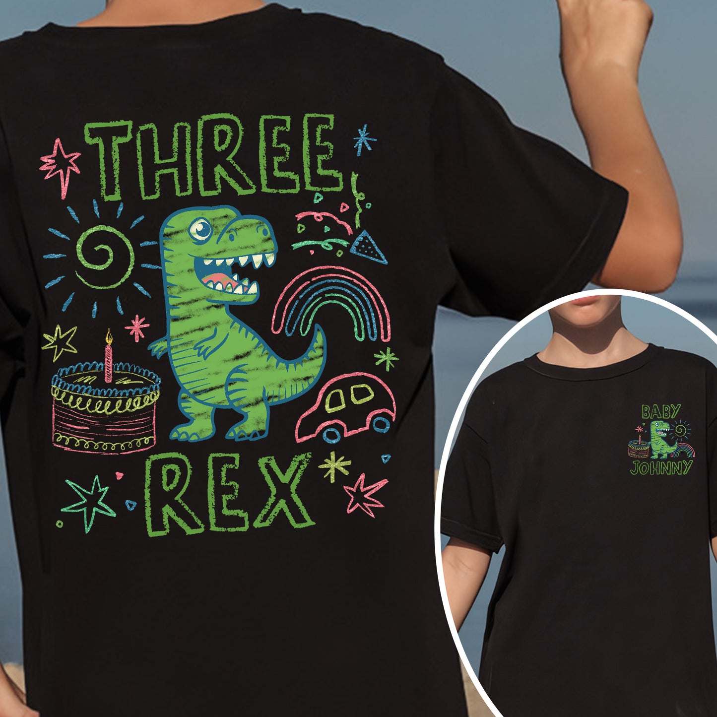 Family Comfort Color Youth Shirt, Custom Name MamaSaurus Dada Saurus Shirt, Custom Birthday Boy Shirt