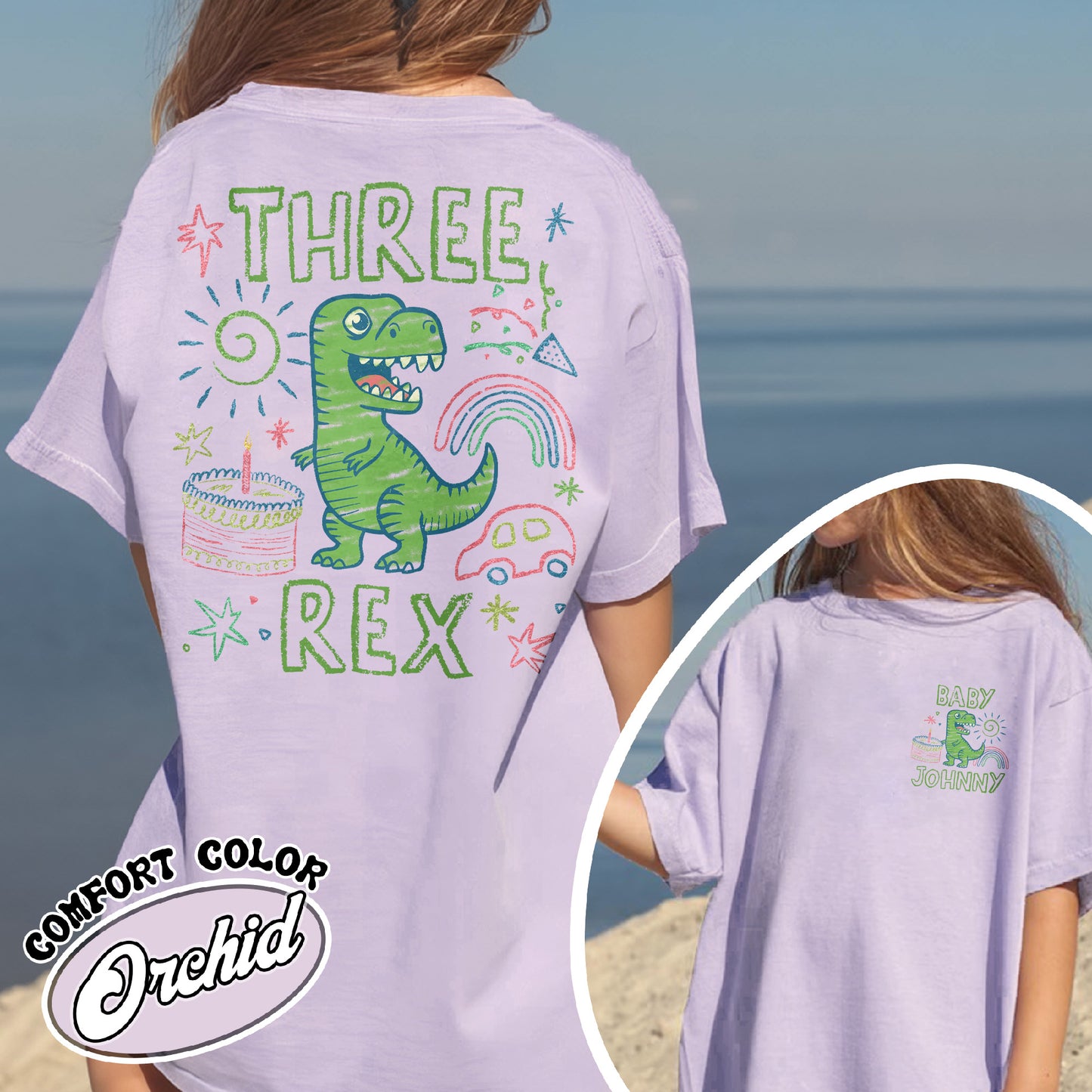 Family Comfort Color Youth Shirt, Custom Name MamaSaurus Dada Saurus Shirt, Custom Birthday Boy Shirt