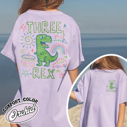 Family Comfort Color Youth Shirt, Custom Name MamaSaurus Dada Saurus Shirt, Custom Birthday Boy Shirt