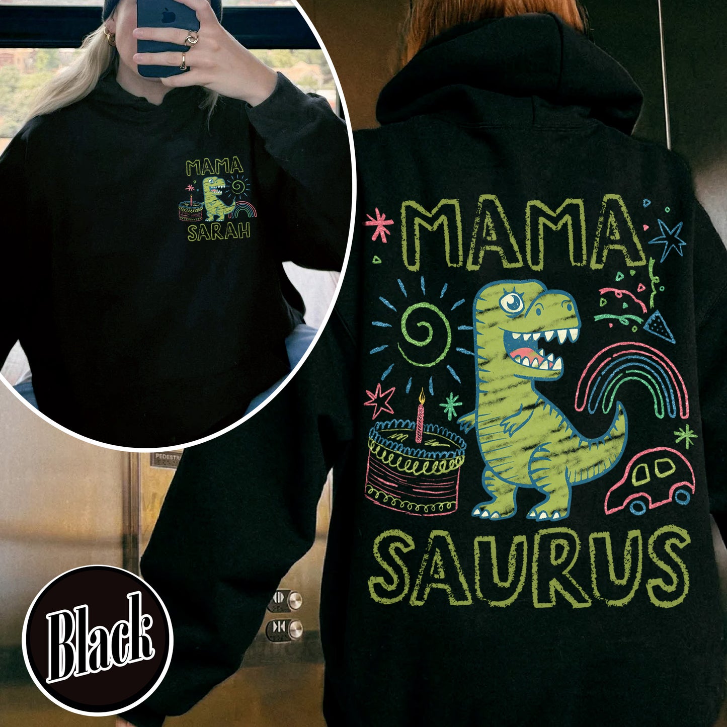Family Hoodie, Custom Name MamaSaurus Dada Saurus Hoodie, Custom Birthday Boy Hoodie