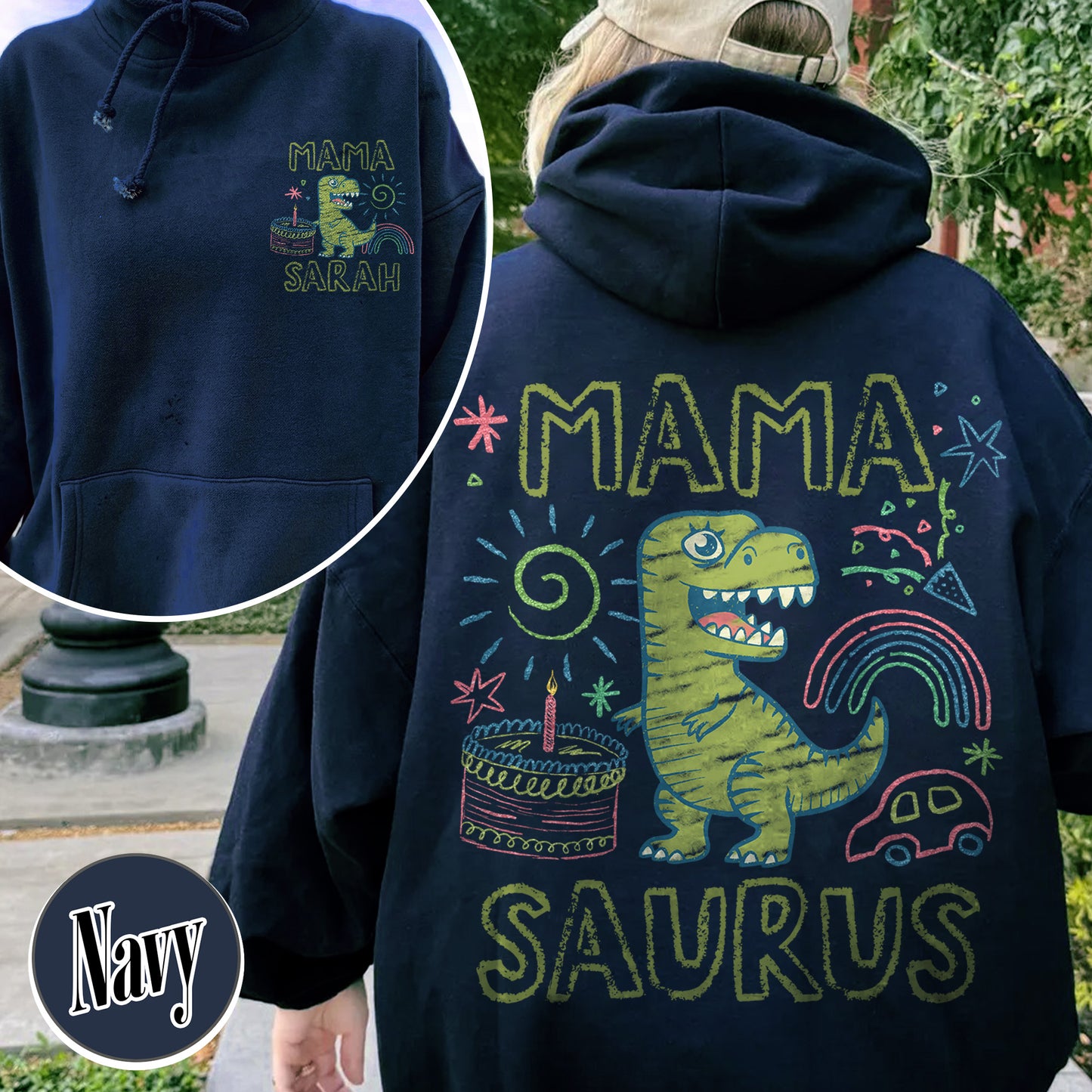 Family Hoodie, Custom Name MamaSaurus Dada Saurus Hoodie, Custom Birthday Boy Hoodie