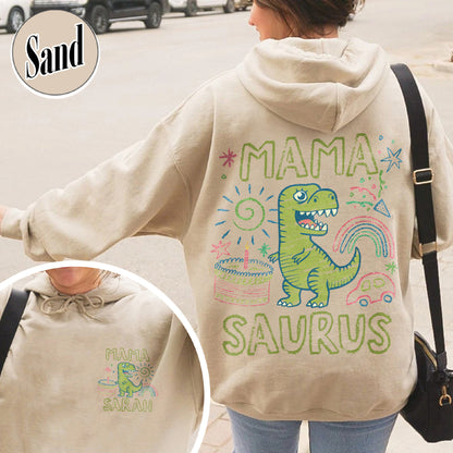 Family Hoodie, Custom Name MamaSaurus Dada Saurus Hoodie, Custom Birthday Boy Hoodie