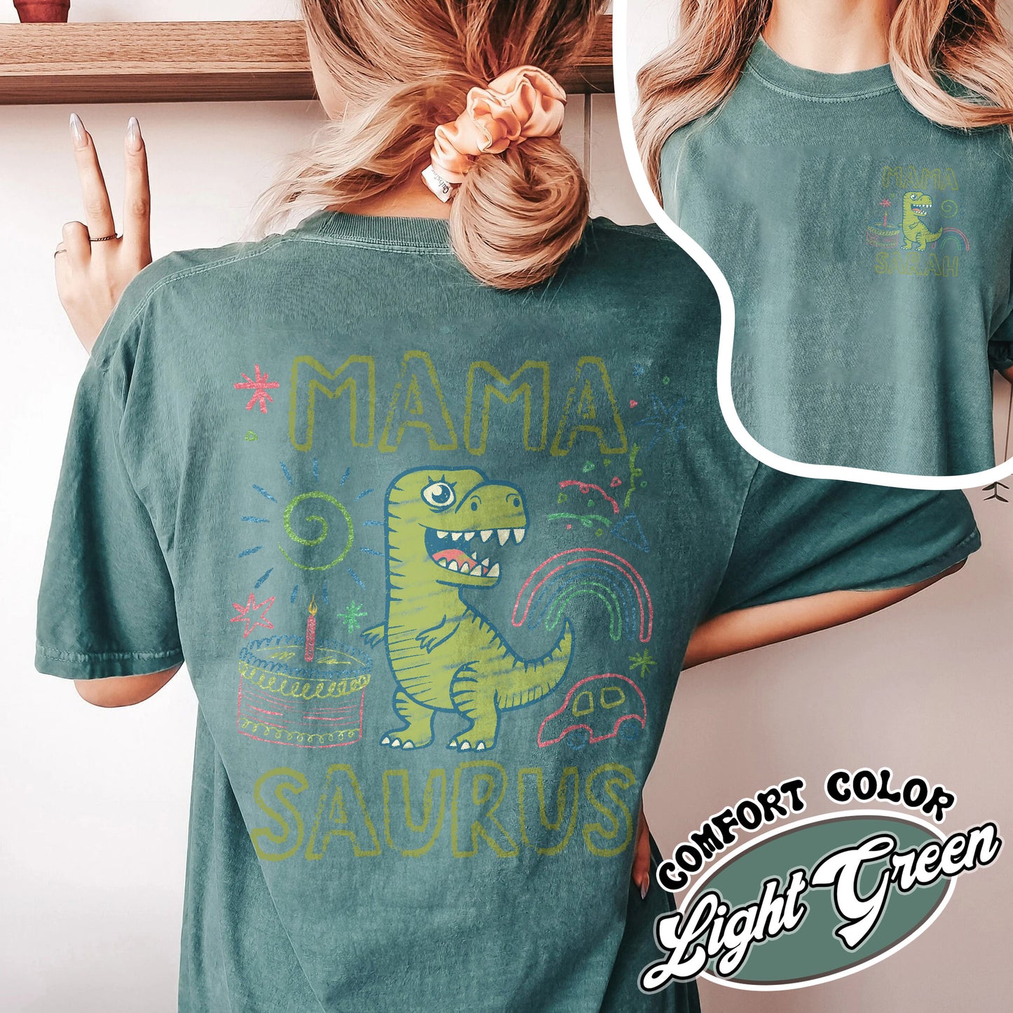 Family Comfort Color Youth Shirt, Custom Name MamaSaurus Dada Saurus Shirt, Custom Birthday Boy Shirt
