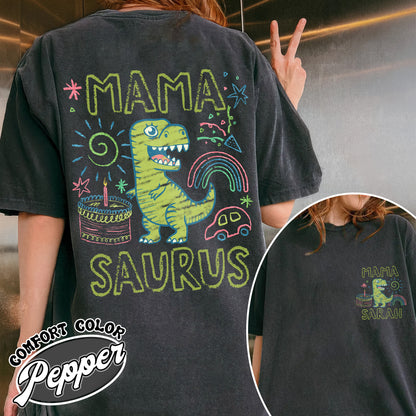 Family Comfort Color Shirt, Custom Name MamaSaurus Dada Saurus Shirt, Custom Birthday Boy Shirt