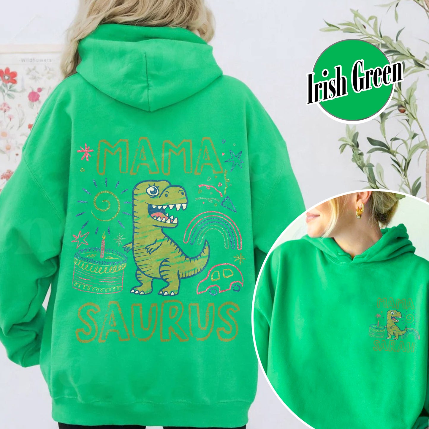 Family Hoodie, Custom Name MamaSaurus Dada Saurus Hoodie, Custom Birthday Boy Hoodie
