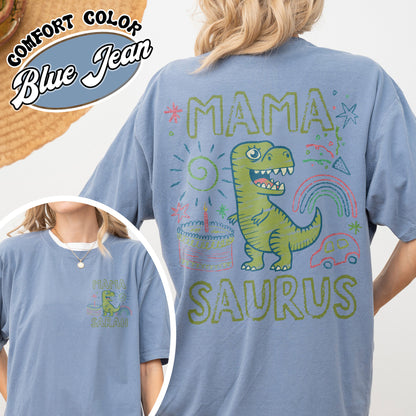 Family Comfort Color Shirt, Custom Name MamaSaurus Dada Saurus Shirt, Custom Birthday Boy Shirt