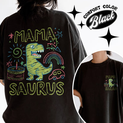 Family Comfort Color Shirt, Custom Name MamaSaurus Dada Saurus Shirt, Custom Birthday Boy Shirt