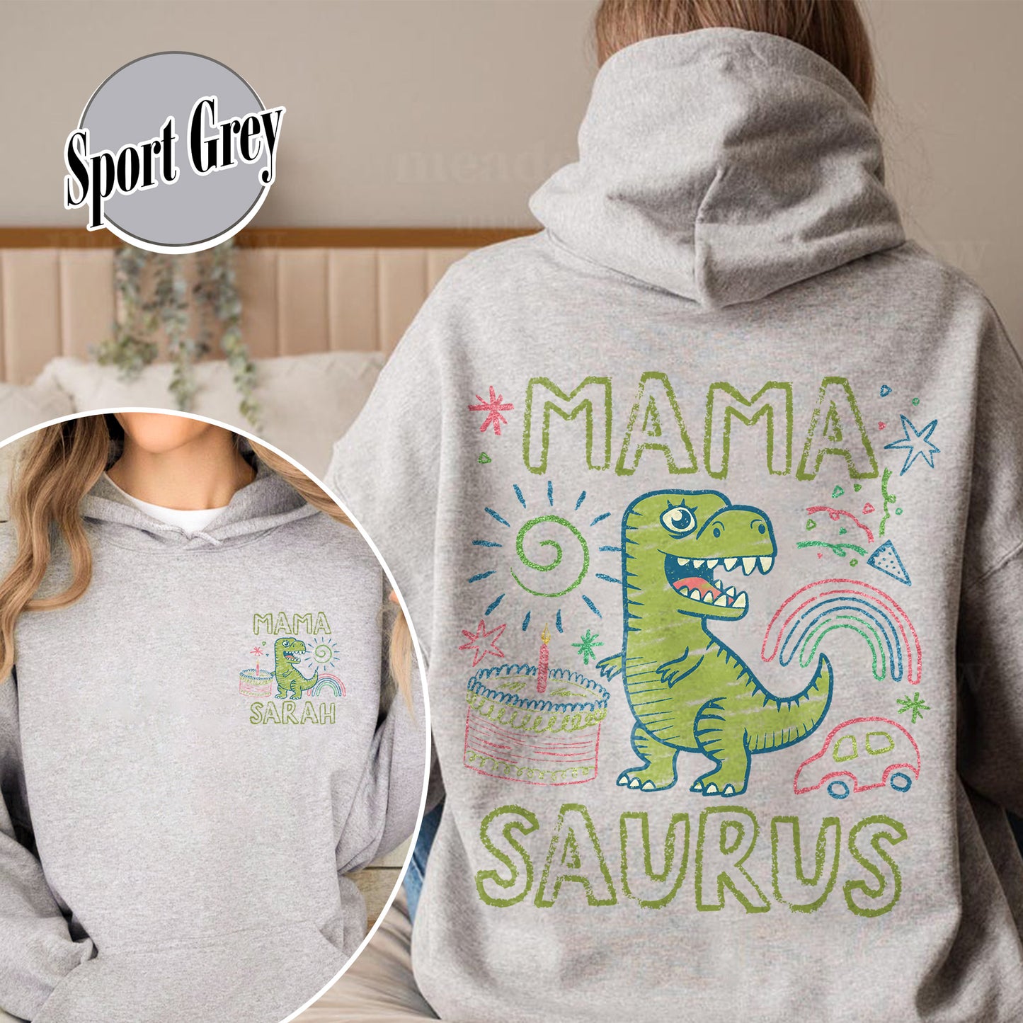Family Hoodie, Custom Name MamaSaurus Dada Saurus Hoodie, Custom Birthday Boy Hoodie