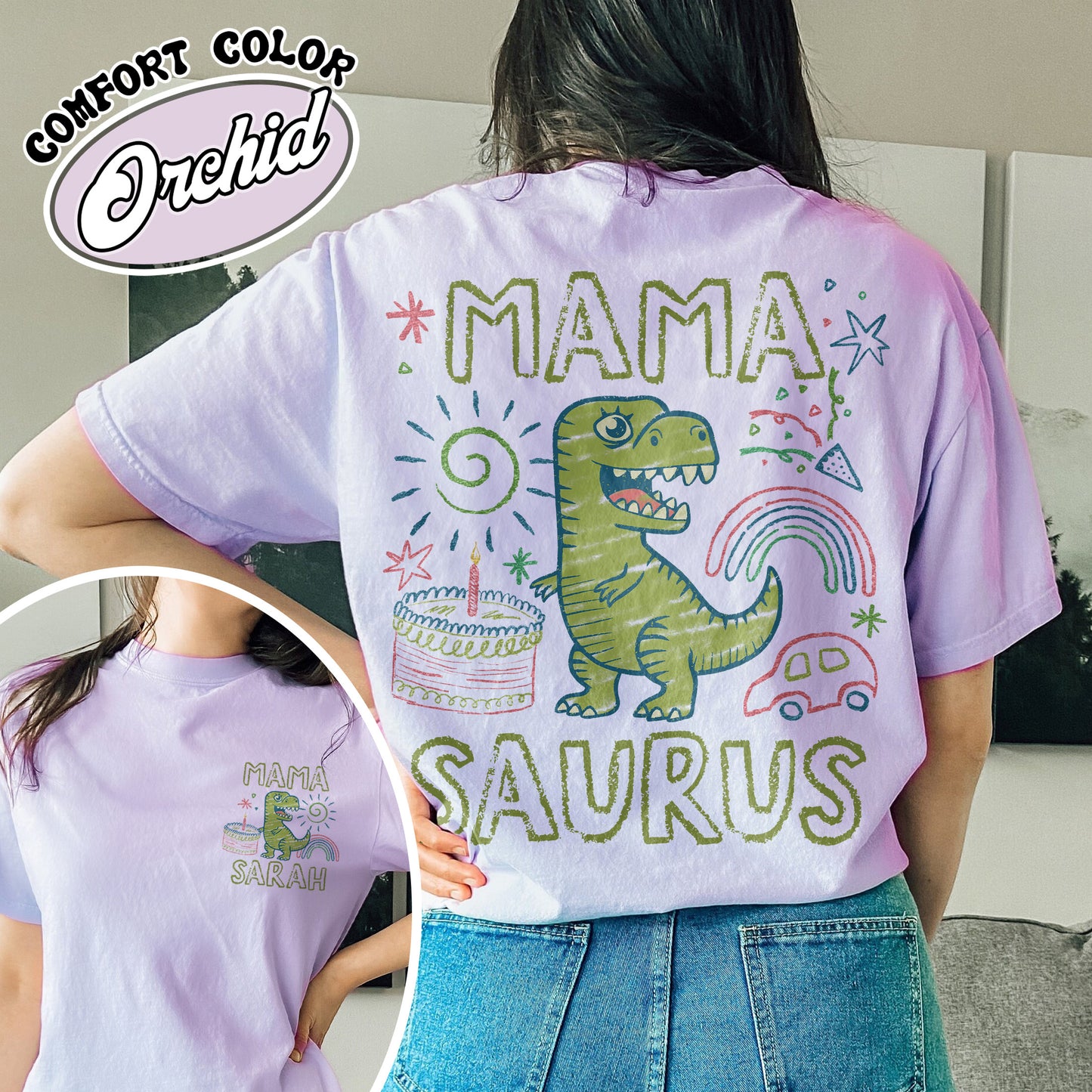 Family Comfort Color Shirt, Custom Name MamaSaurus Dada Saurus Shirt, Custom Birthday Boy Shirt