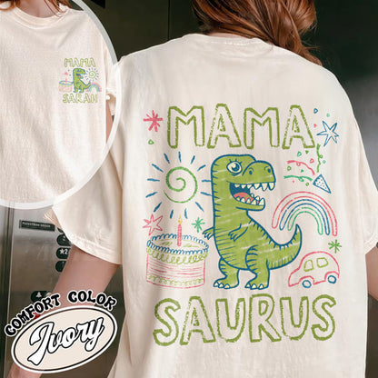 Family Comfort Color Shirt, Custom Name MamaSaurus Dada Saurus Shirt, Custom Birthday Boy Shirt