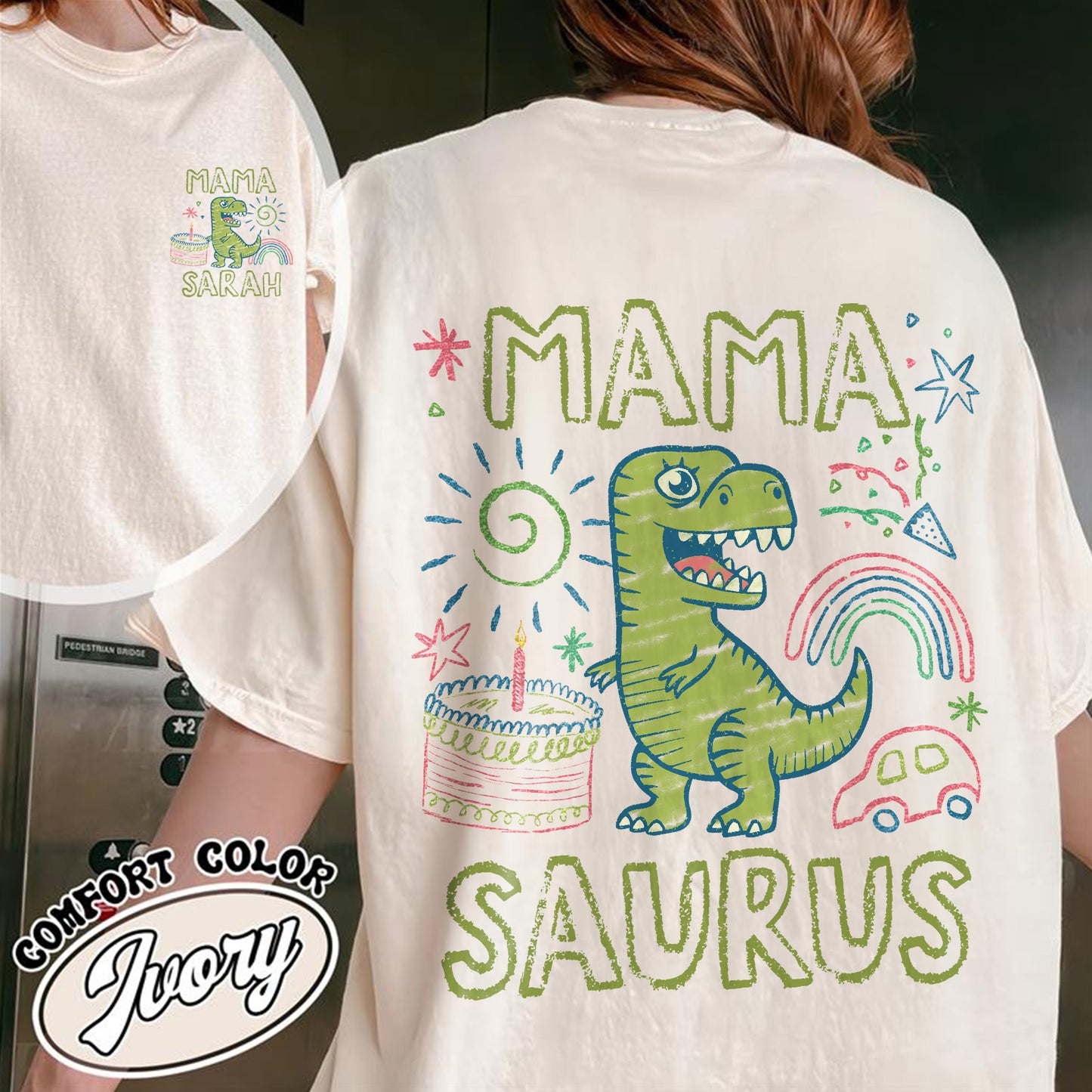 Family Comfort Color Shirt, Custom Name MamaSaurus Dada Saurus Shirt, Custom Birthday Boy Shirt
