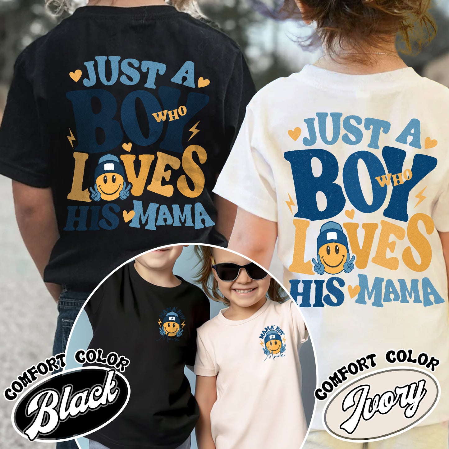 Family Comfort Color Youth T-Shirt, Happy Mother’s Day Mommy and Me Youth T-Shirt, Custom Matching Mother Son Youth T-Shirt