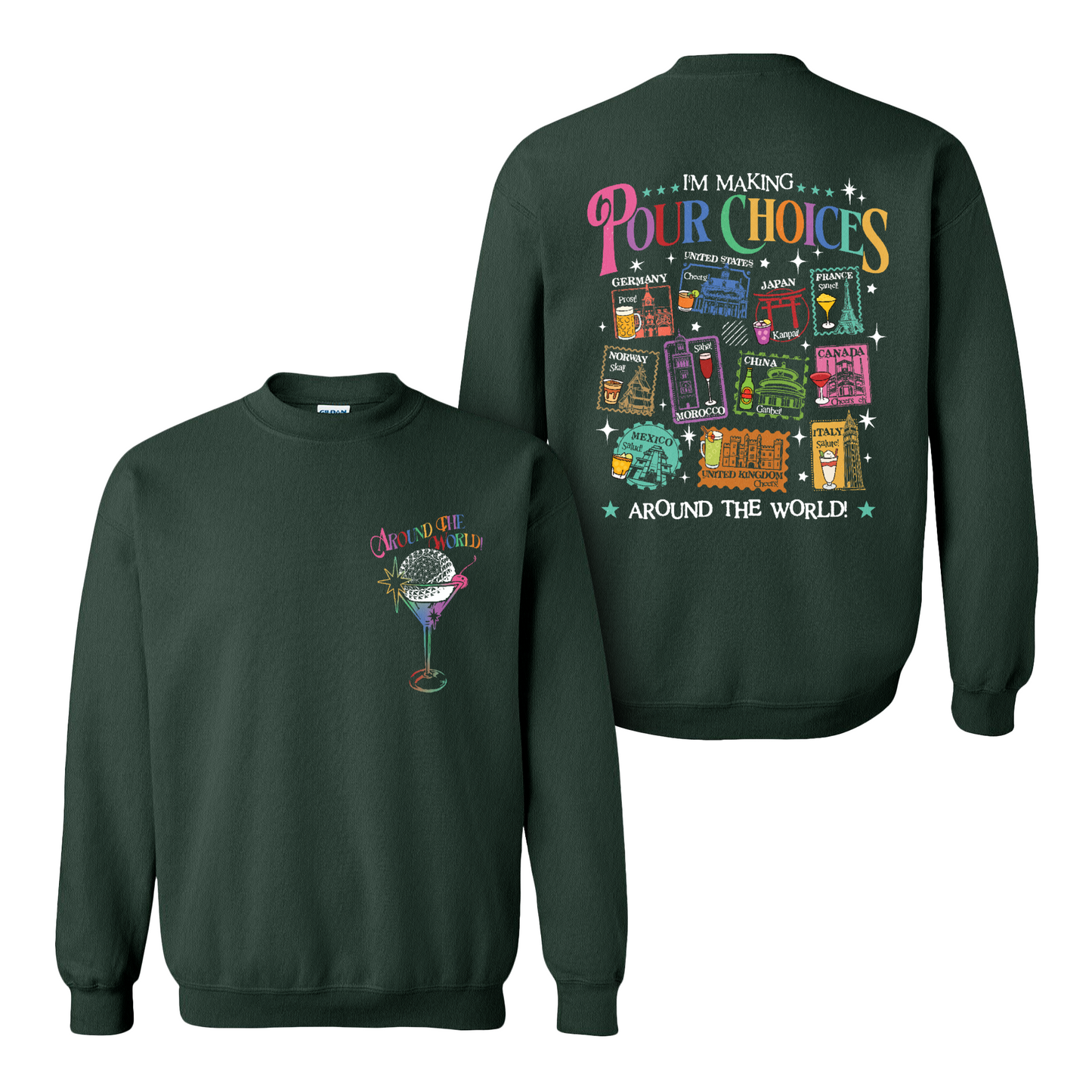 Family Sweatshirt, Theme Park Trip Epcot I’m Making Pour Choices Around the World Sweatshirt