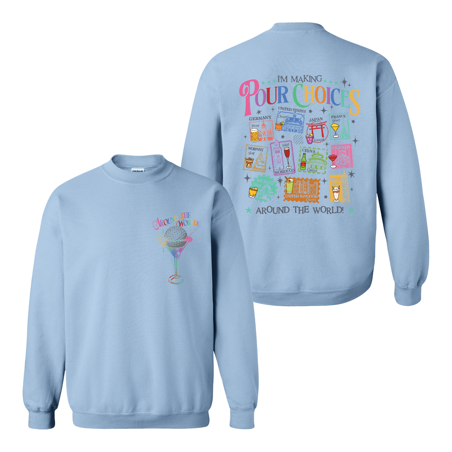 Family Sweatshirt, Theme Park Trip Epcot I’m Making Pour Choices Around the World Sweatshirt