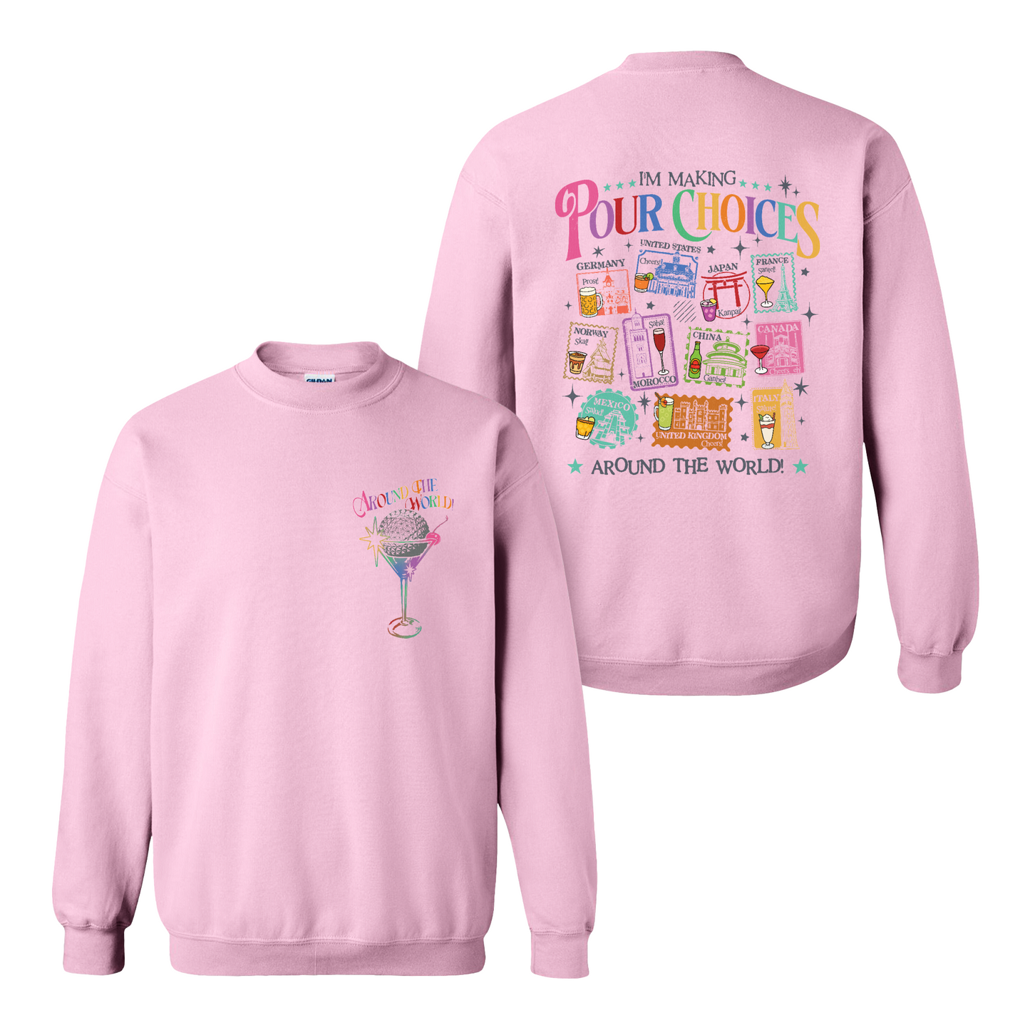 Family Sweatshirt, Theme Park Trip Epcot I’m Making Pour Choices Around the World Sweatshirt