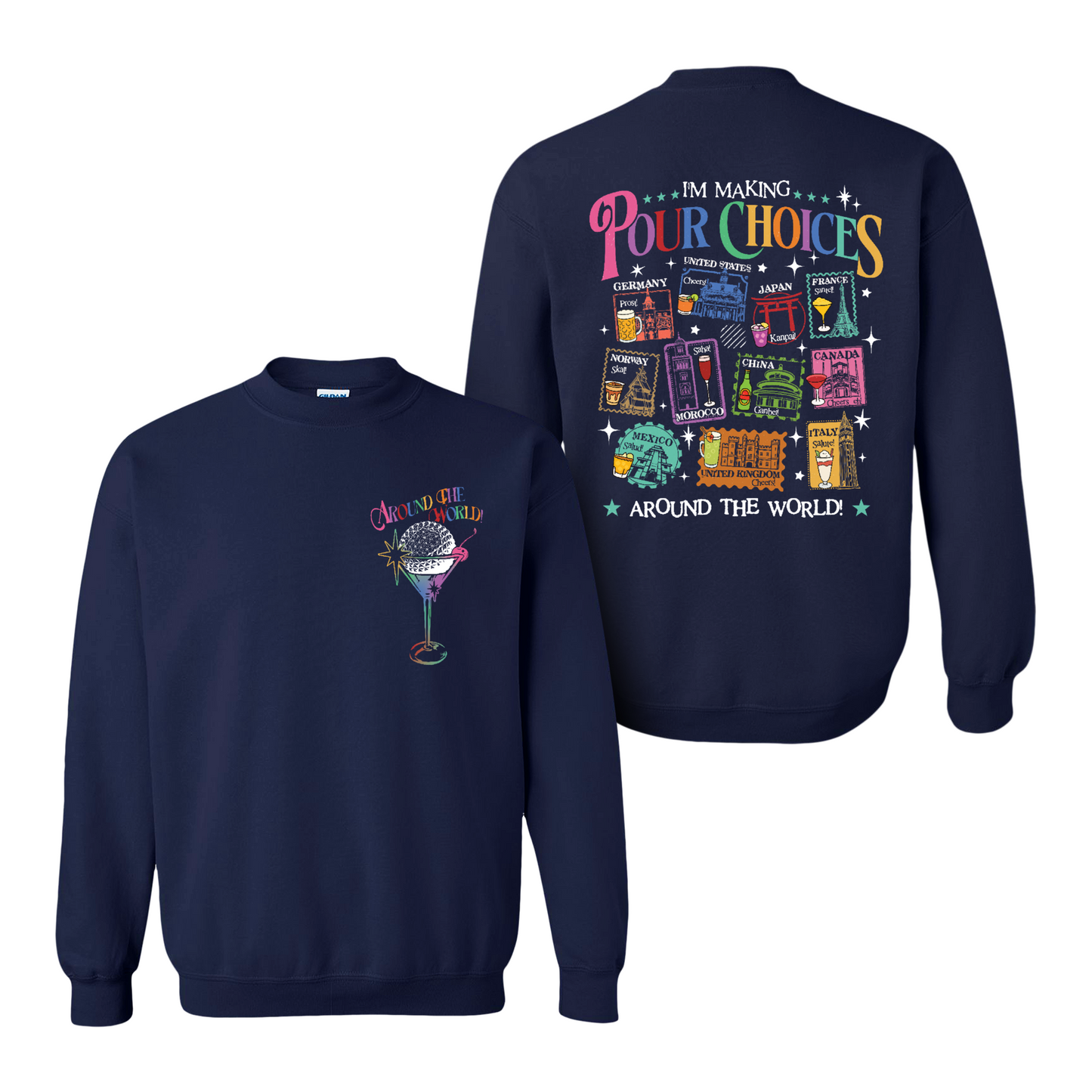 Family Sweatshirt, Theme Park Trip Epcot I’m Making Pour Choices Around the World Sweatshirt