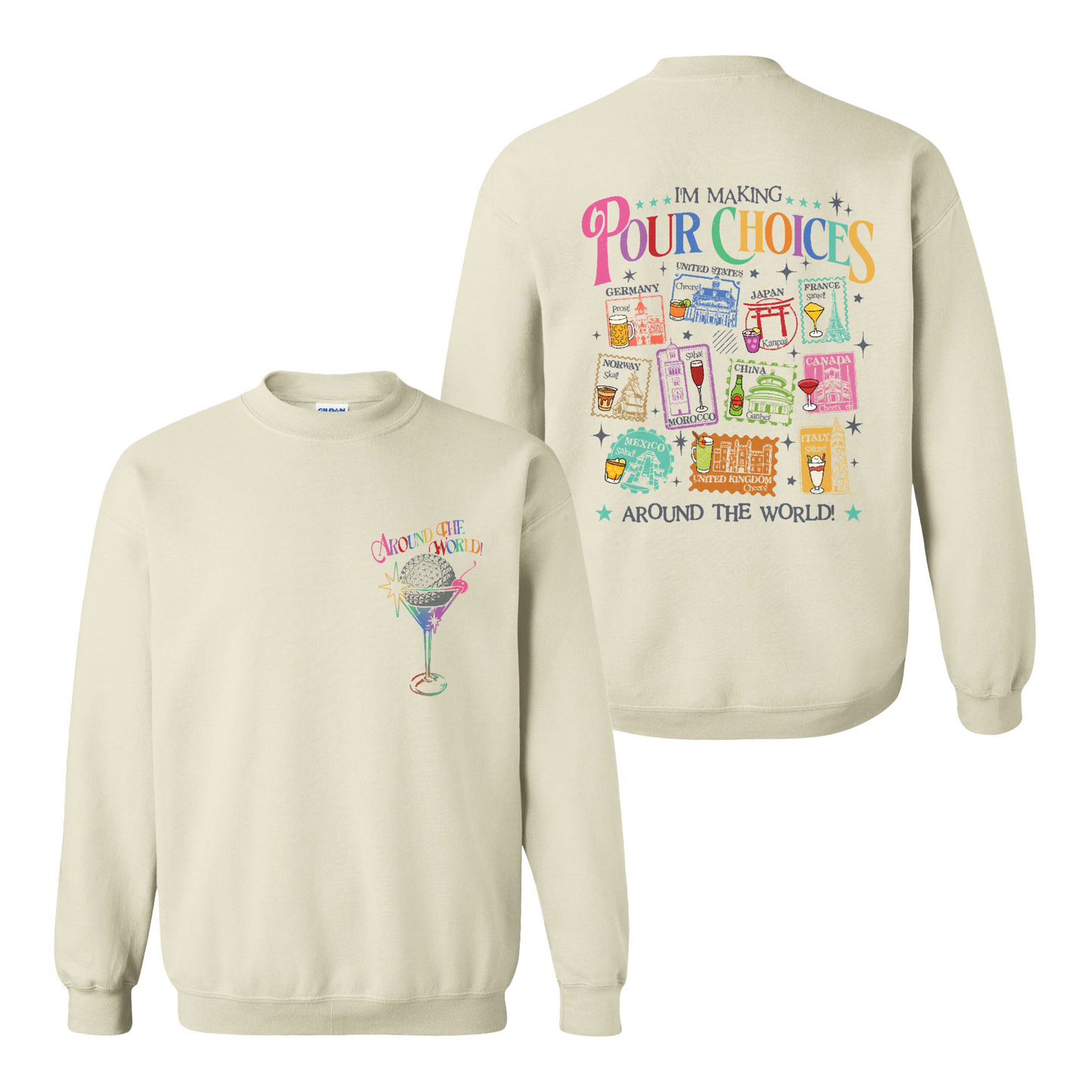 Family Sweatshirt, Theme Park Trip Epcot I’m Making Pour Choices Around the World Sweatshirt