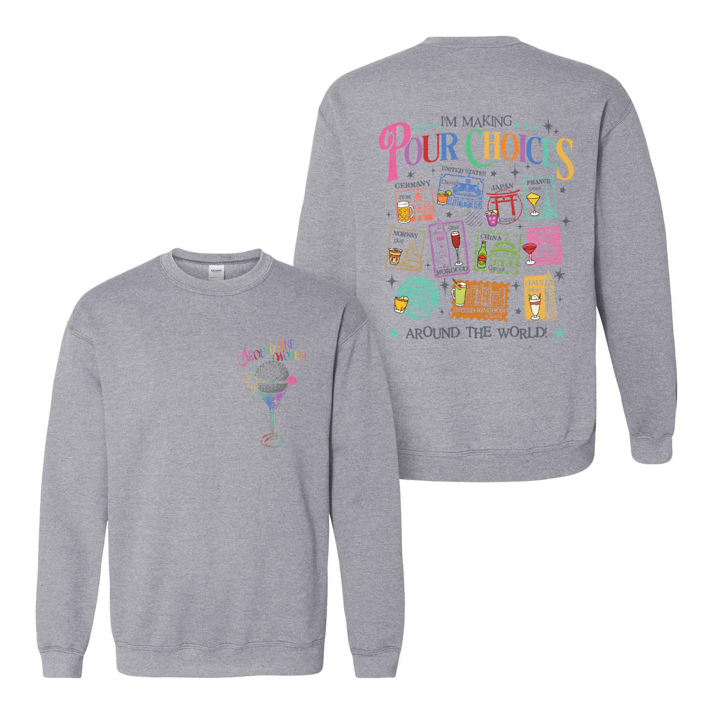 Family Sweatshirt, Theme Park Trip Epcot I’m Making Pour Choices Around the World Sweatshirt