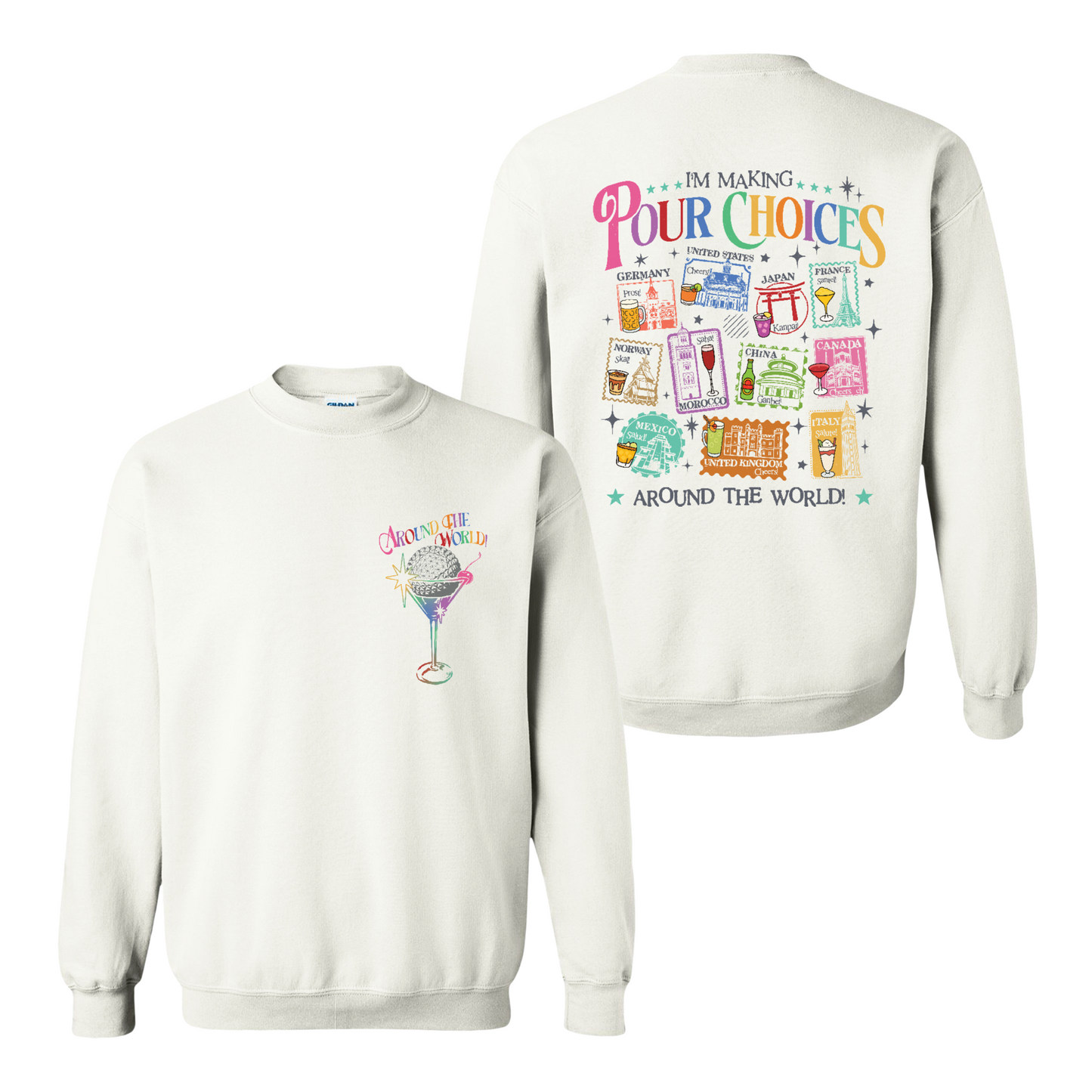 Family Sweatshirt, Theme Park Trip Epcot I’m Making Pour Choices Around the World Sweatshirt