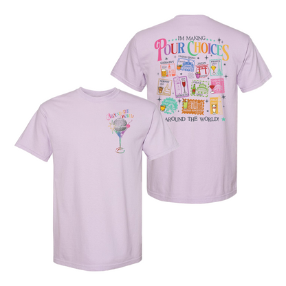 Family Comfort Color Shirt, Theme Park Trip Epcot I’m Making Pour Choices Around the World Shirt