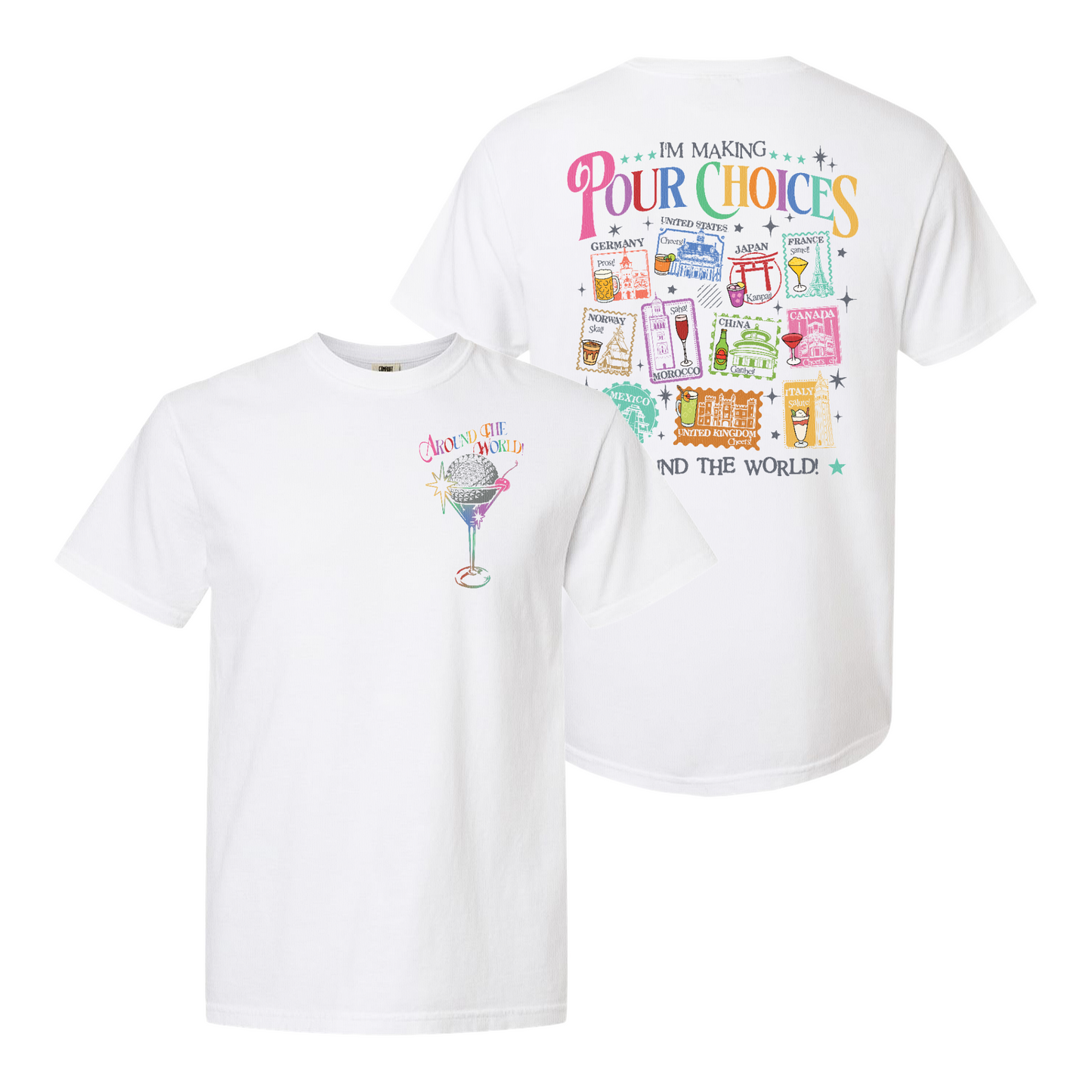 Family Comfort Color Shirt, Theme Park Trip Epcot I’m Making Pour Choices Around the World Shirt