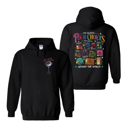 Family Hoodie, Theme Park Trip Epcot I’m Making Pour Choices Around the World Hoodie