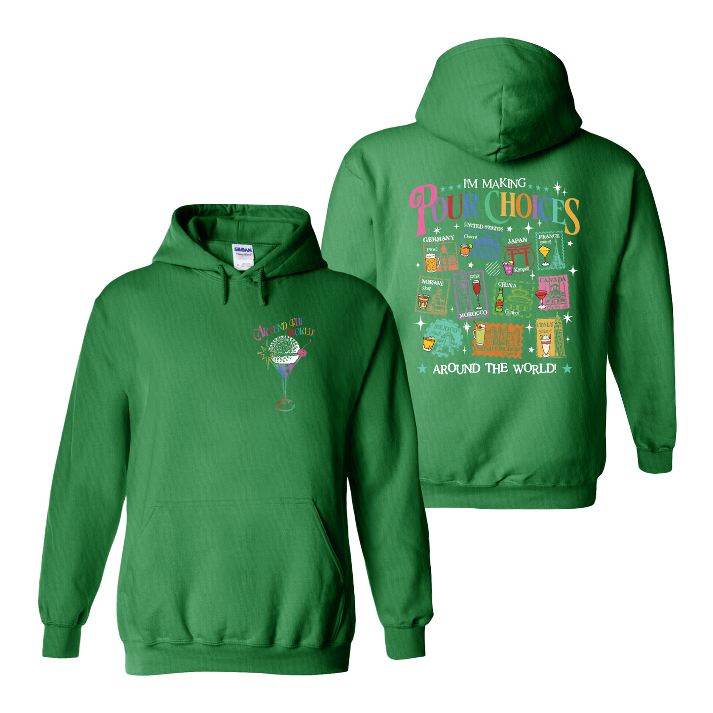 Family Hoodie, Theme Park Trip Epcot I’m Making Pour Choices Around the World Hoodie
