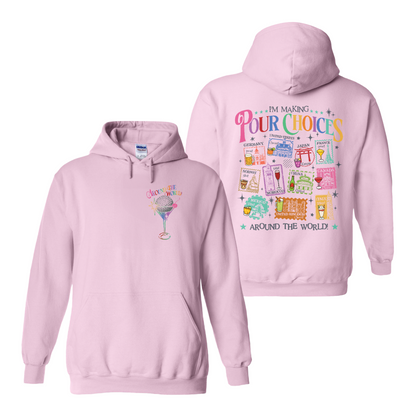 Family Hoodie, Theme Park Trip Epcot I’m Making Pour Choices Around the World Hoodie
