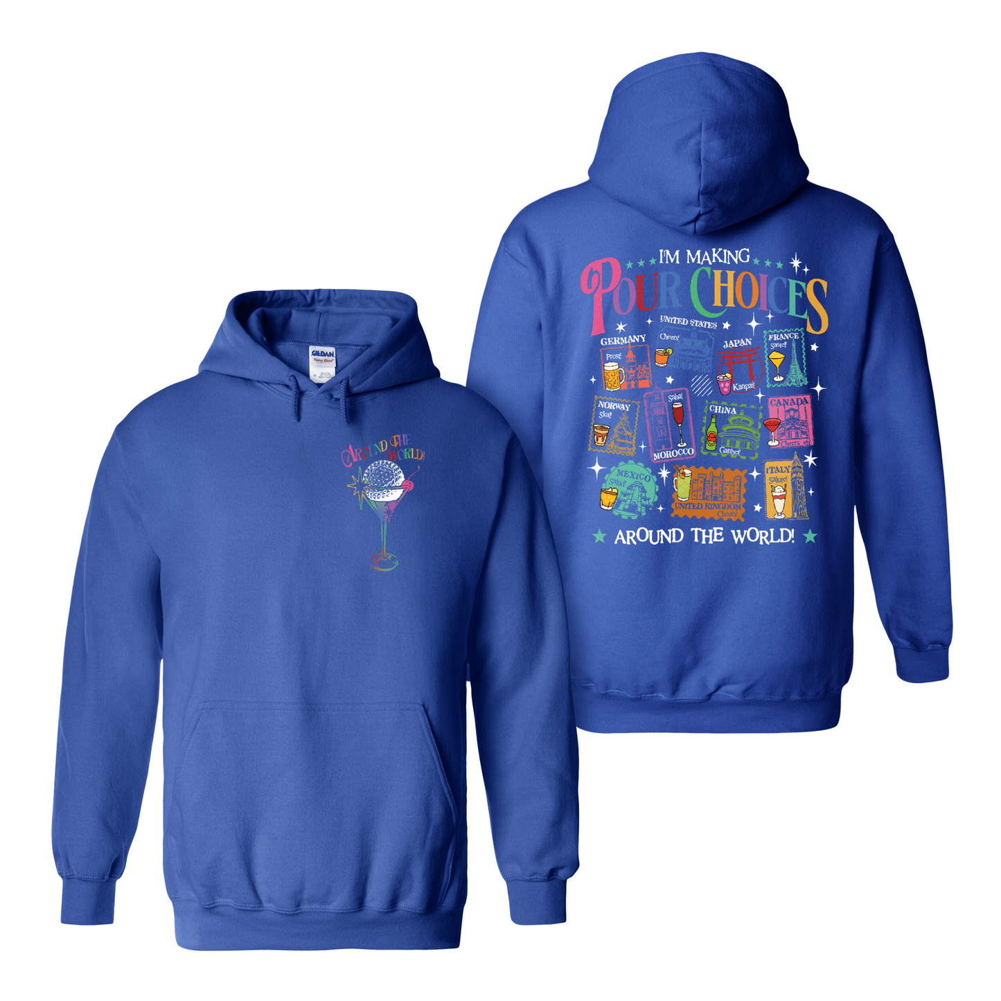 Family Hoodie, Theme Park Trip Epcot I’m Making Pour Choices Around the World Hoodie