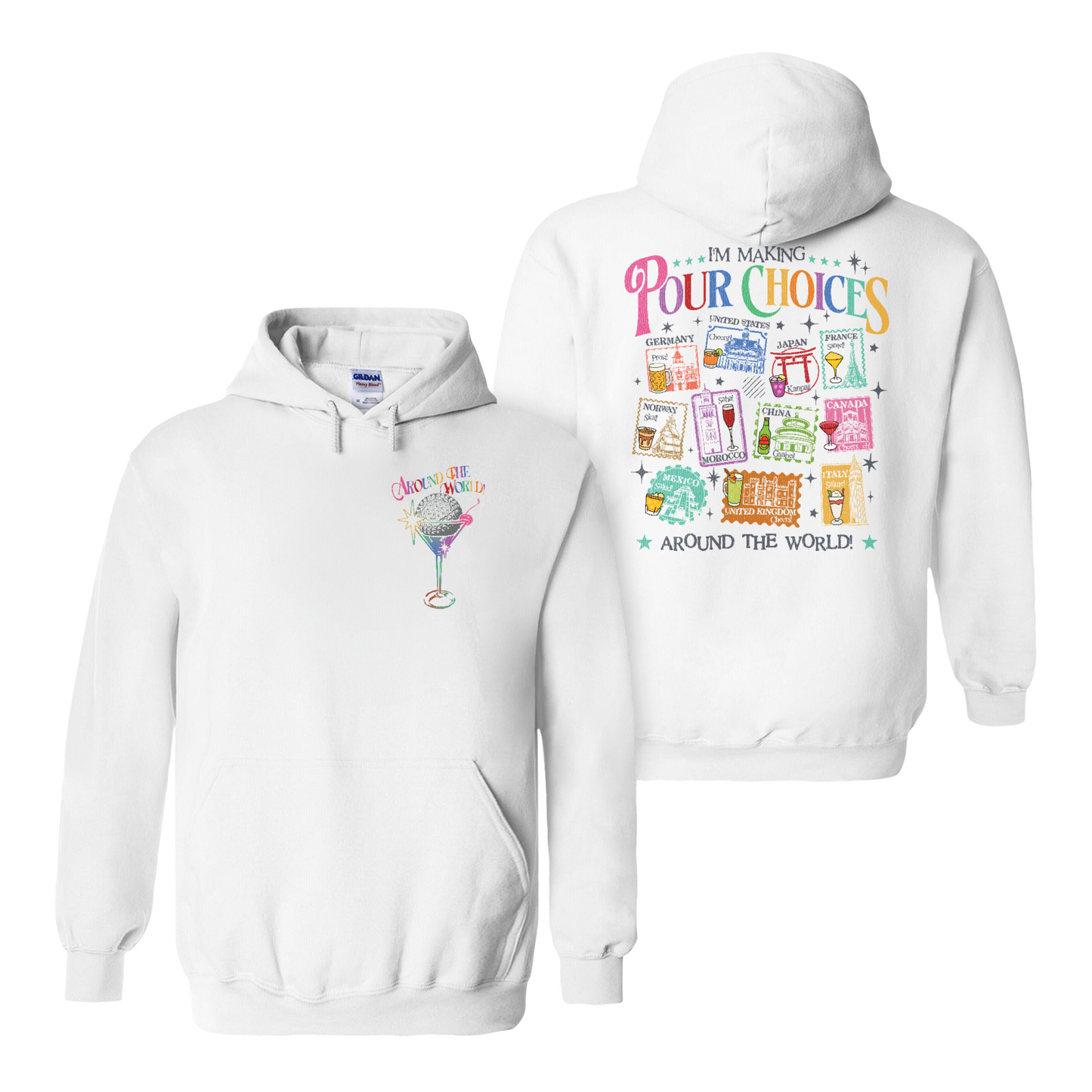 Family Hoodie, Theme Park Trip Epcot I’m Making Pour Choices Around the World Hoodie