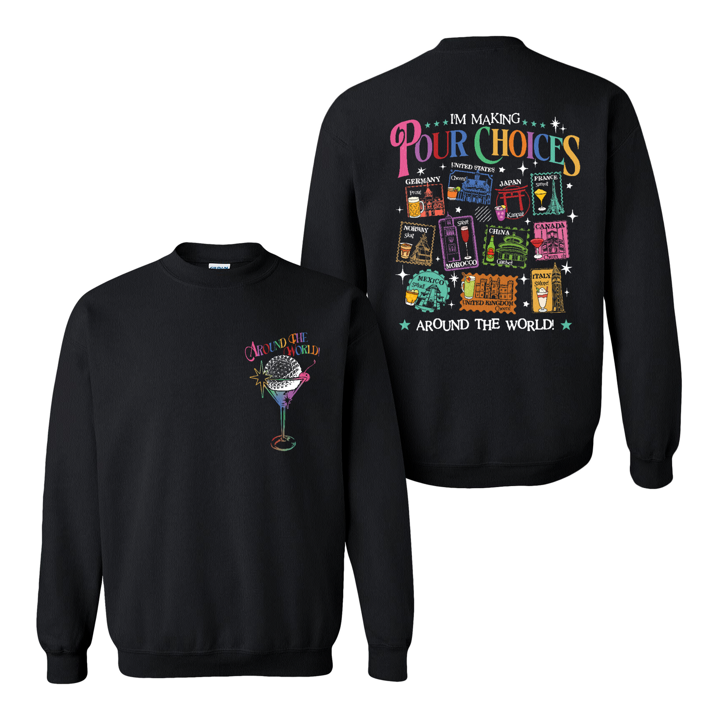 Family Sweatshirt, Theme Park Trip Epcot I’m Making Pour Choices Around the World Sweatshirt