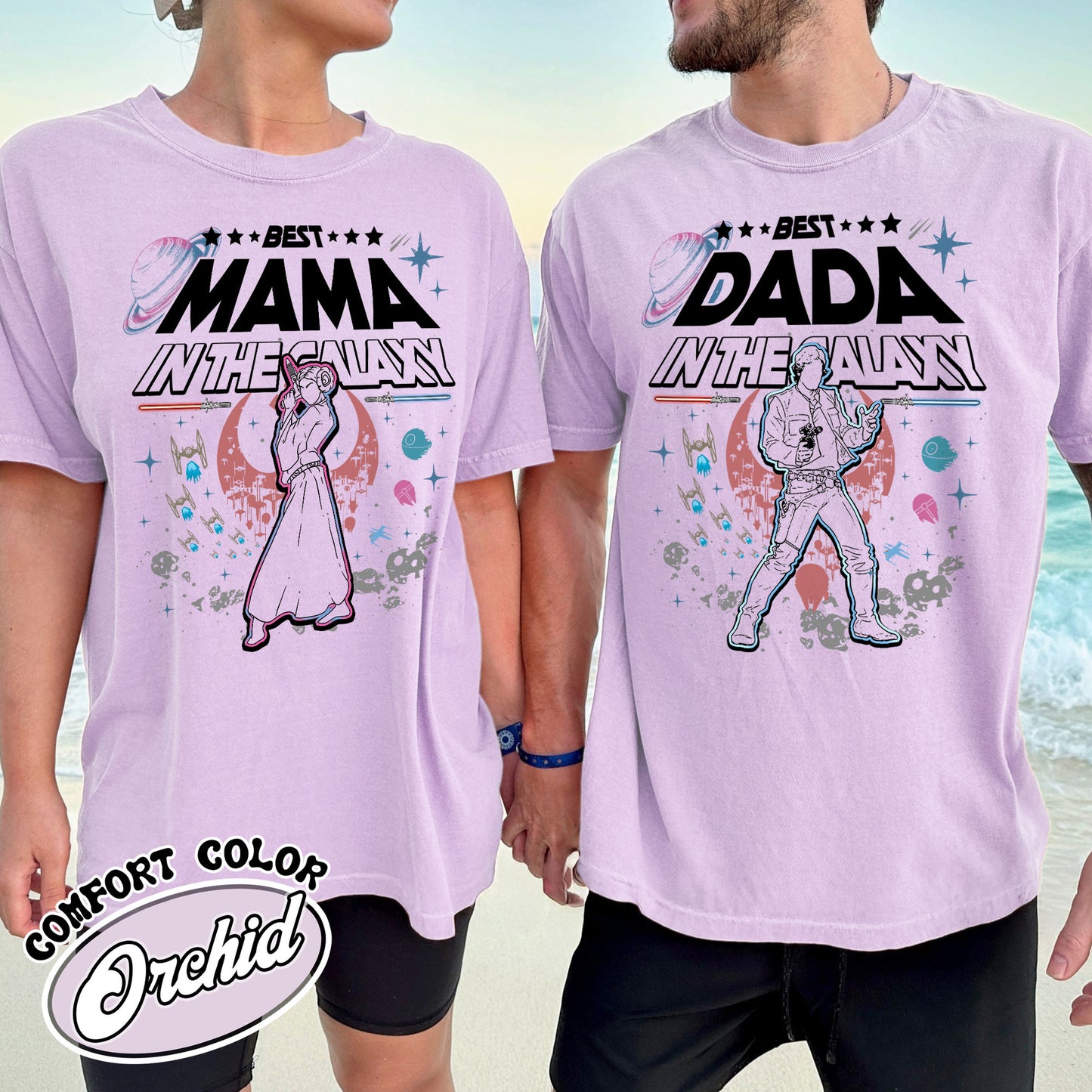 Family Comfort Colors Shirt, Best Mama In The Galaxy shirt, Best Dada In The Galaxy Shirt