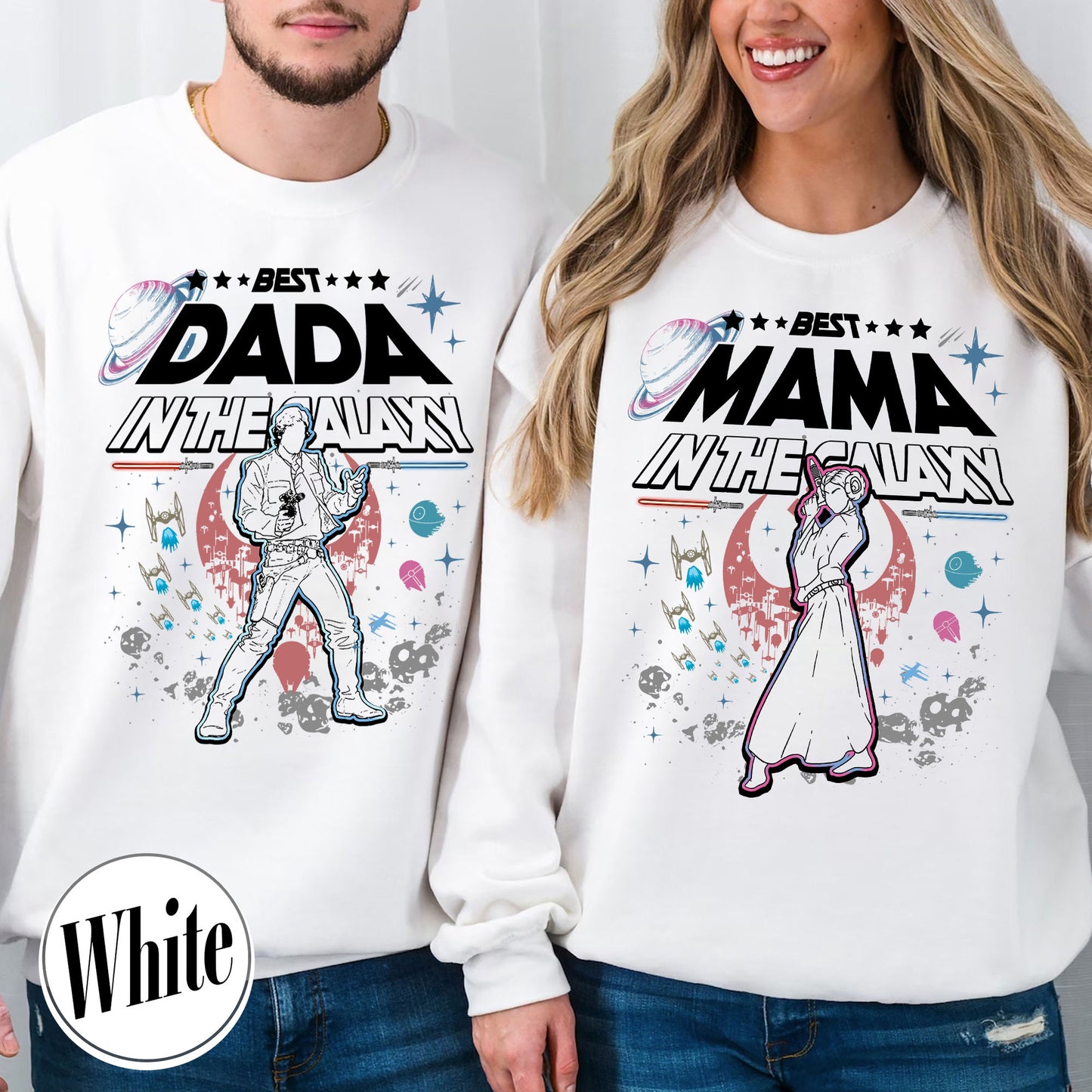 Family Sweatshirt, Best Mama In The Galaxy Sweatshirt, Best Dada In The Galaxy Sweatshirt