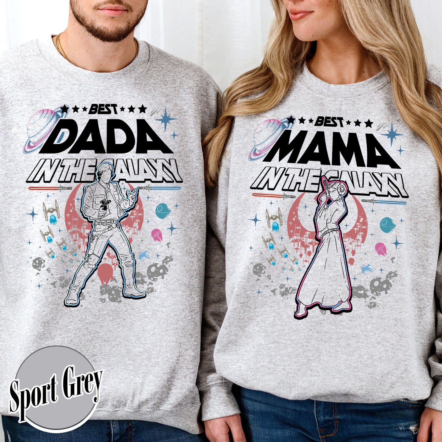 Family Sweatshirt, Best Mama In The Galaxy Sweatshirt, Best Dada In The Galaxy Sweatshirt