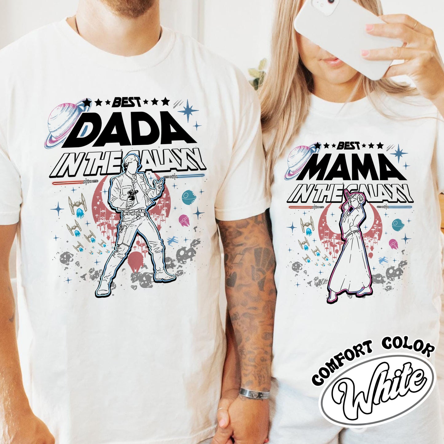 Family Comfort Colors Shirt, Best Mama In The Galaxy shirt, Best Dada In The Galaxy Shirt