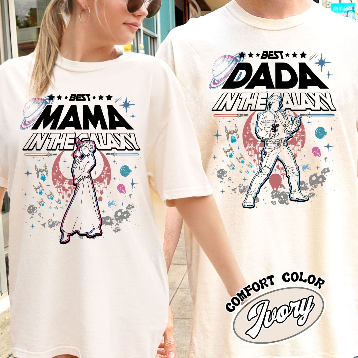 Family Comfort Colors Shirt, Best Mama In The Galaxy shirt, Best Dada In The Galaxy Shirt