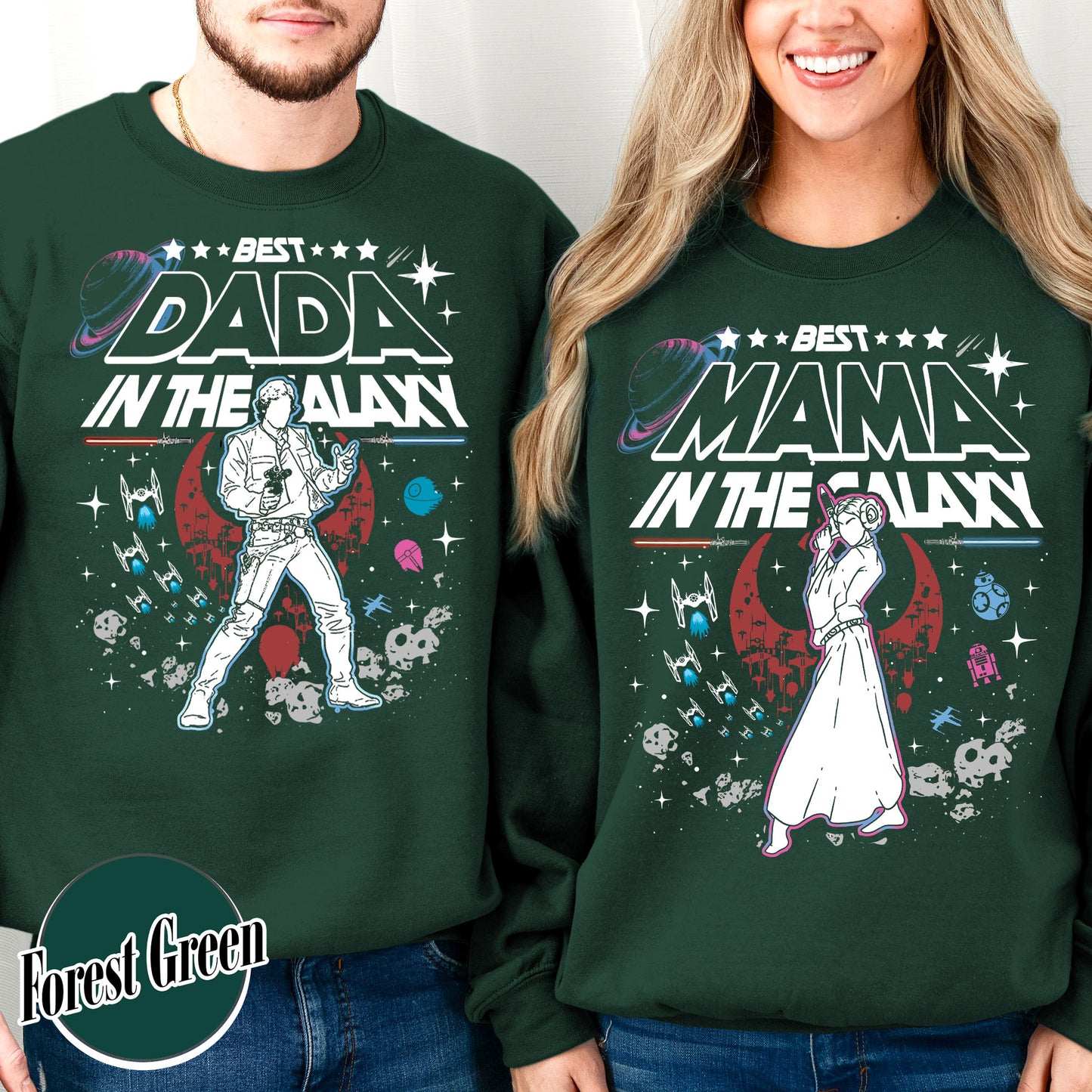 Family Sweatshirt, Best Mama In The Galaxy Sweatshirt, Best Dada In The Galaxy Sweatshirt