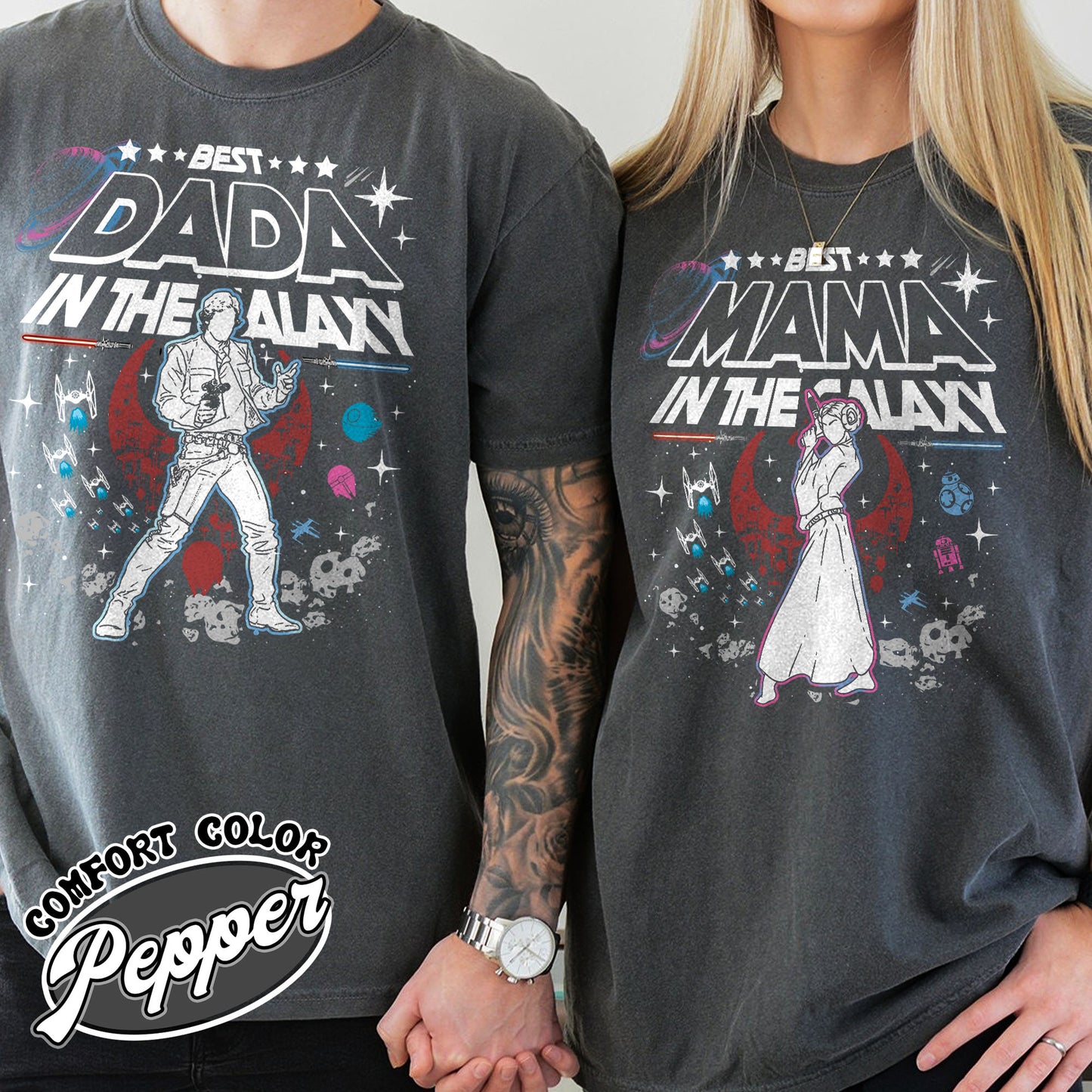 Family Comfort Colors Shirt, Best Mama In The Galaxy shirt, Best Dada In The Galaxy Shirt