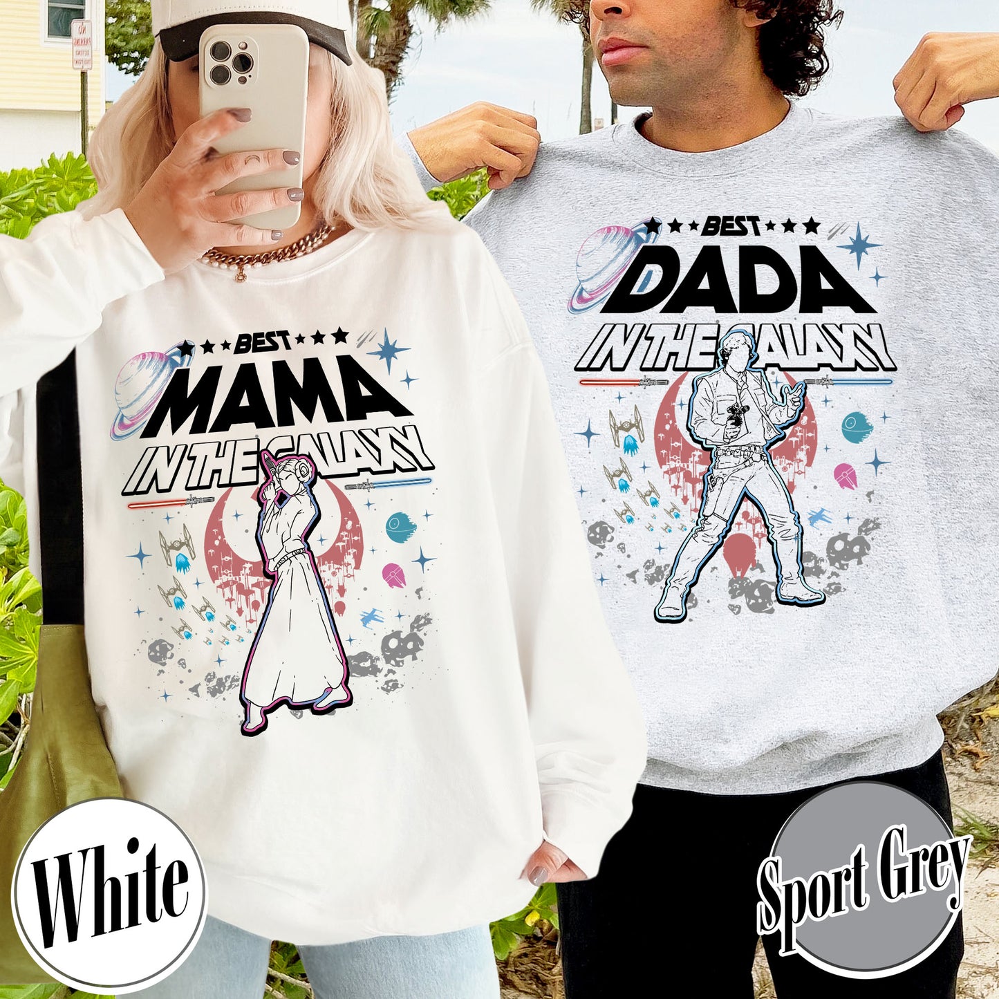 Family Sweatshirt, Best Mama In The Galaxy Sweatshirt, Best Dada In The Galaxy Sweatshirt