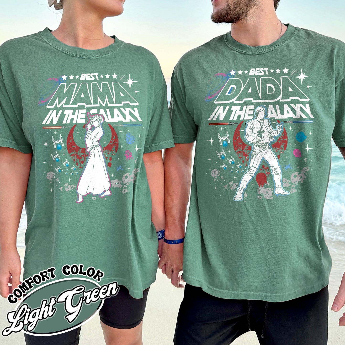 Family Comfort Colors Shirt, Best Mama In The Galaxy shirt, Best Dada In The Galaxy Shirt