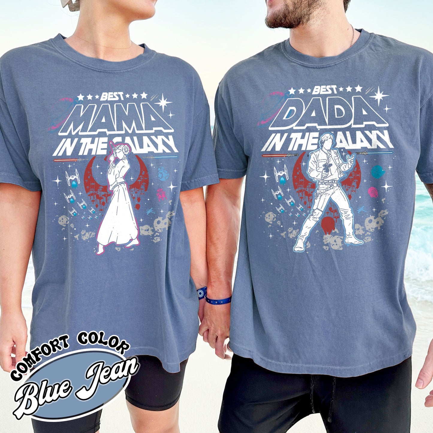 Family Comfort Colors Shirt, Best Mama In The Galaxy shirt, Best Dada In The Galaxy Shirt
