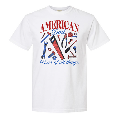 Father’s Day Comfort Color Shirt, Fixer of All Things Dad Shirt, American Dad Shirt, Handyman Tools Shirt