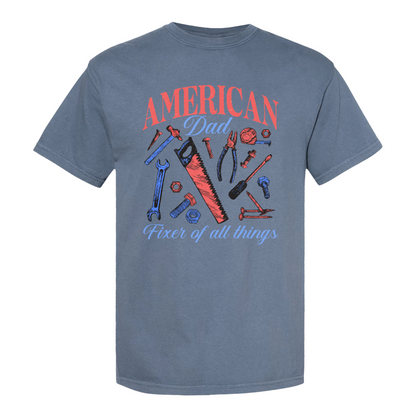 Father’s Day Comfort Color Shirt, Fixer of All Things Dad Shirt, American Dad Shirt, Handyman Tools Shirt