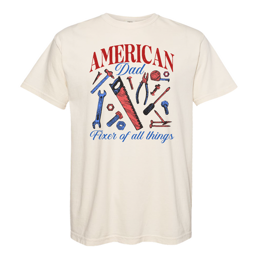 Father’s Day Comfort Color Shirt, Fixer of All Things Dad Shirt, American Dad Shirt, Handyman Tools Shirt