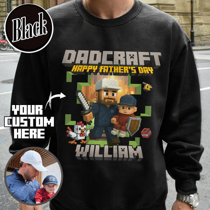 Father’s Day Sweatshirt, Personalized Photos and Name DadCraft Sweatshirt, Gamer Dad DadCraft Sweatshirt