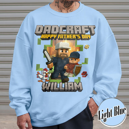 Father’s Day Sweatshirt, Personalized Photos and Name DadCraft Sweatshirt, Gamer Dad DadCraft Sweatshirt