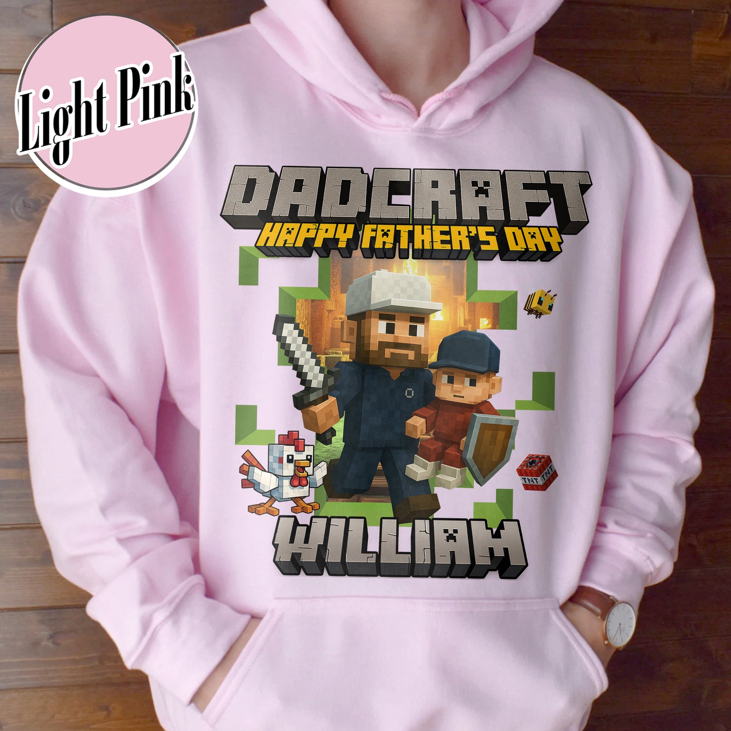 Father’s Day Hoodie, Personalized Photos and Name DadCraft Hoodie, Gamer Dad DadCraft Hoodie